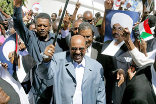 Al-Bashir hit out at the West as he addressed crowds of supporters in Khartoum [AFP]